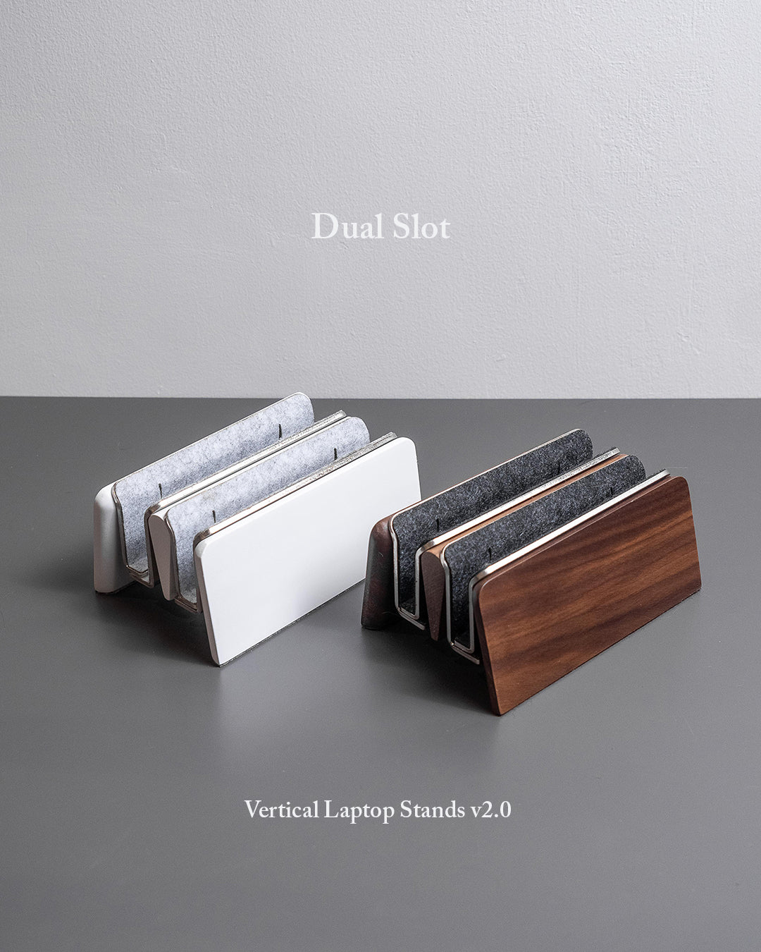 Vertical Laptop Stand | Adjustable | Walnut