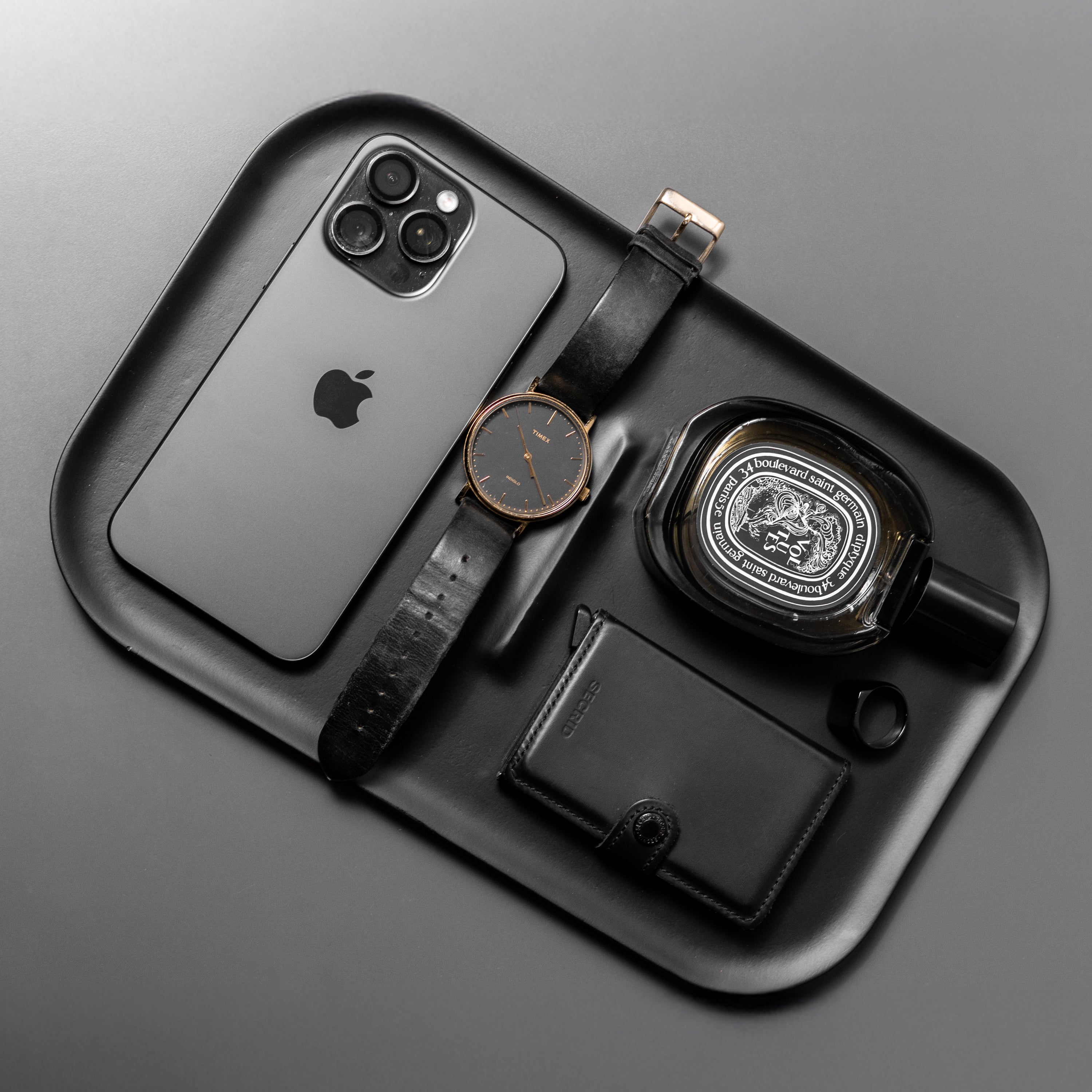 Japandi Catchall Tray Valet | Black Wood