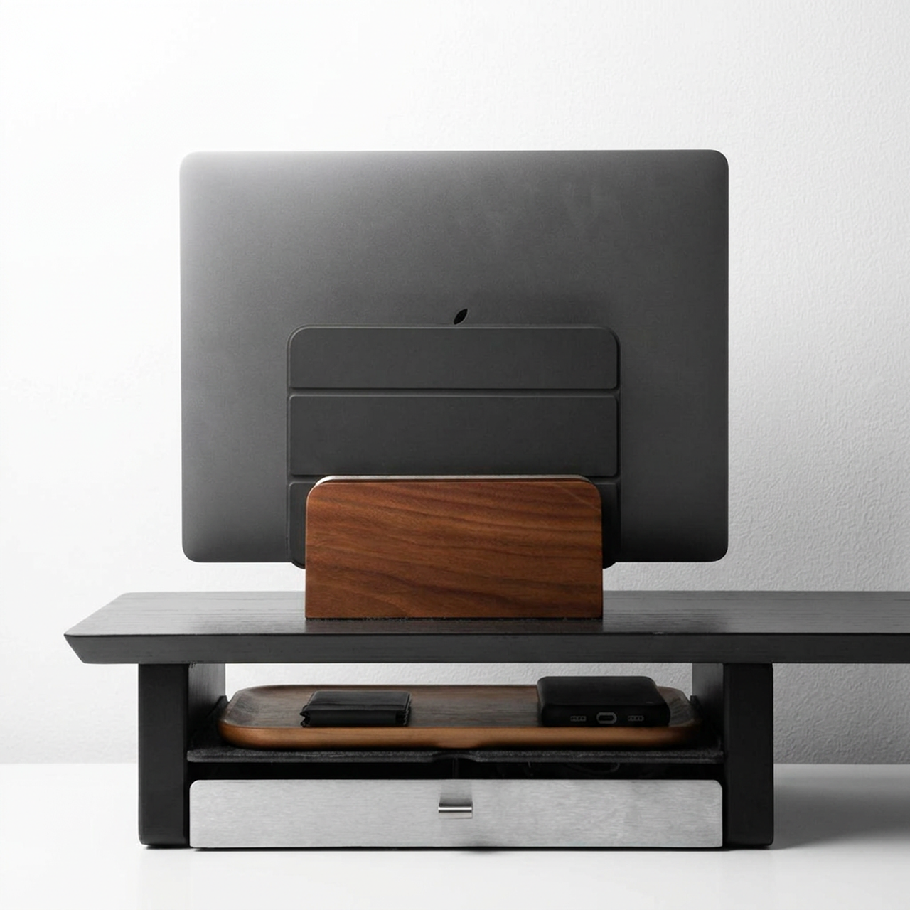Vertical Laptop Stand | Adjustable | Walnut