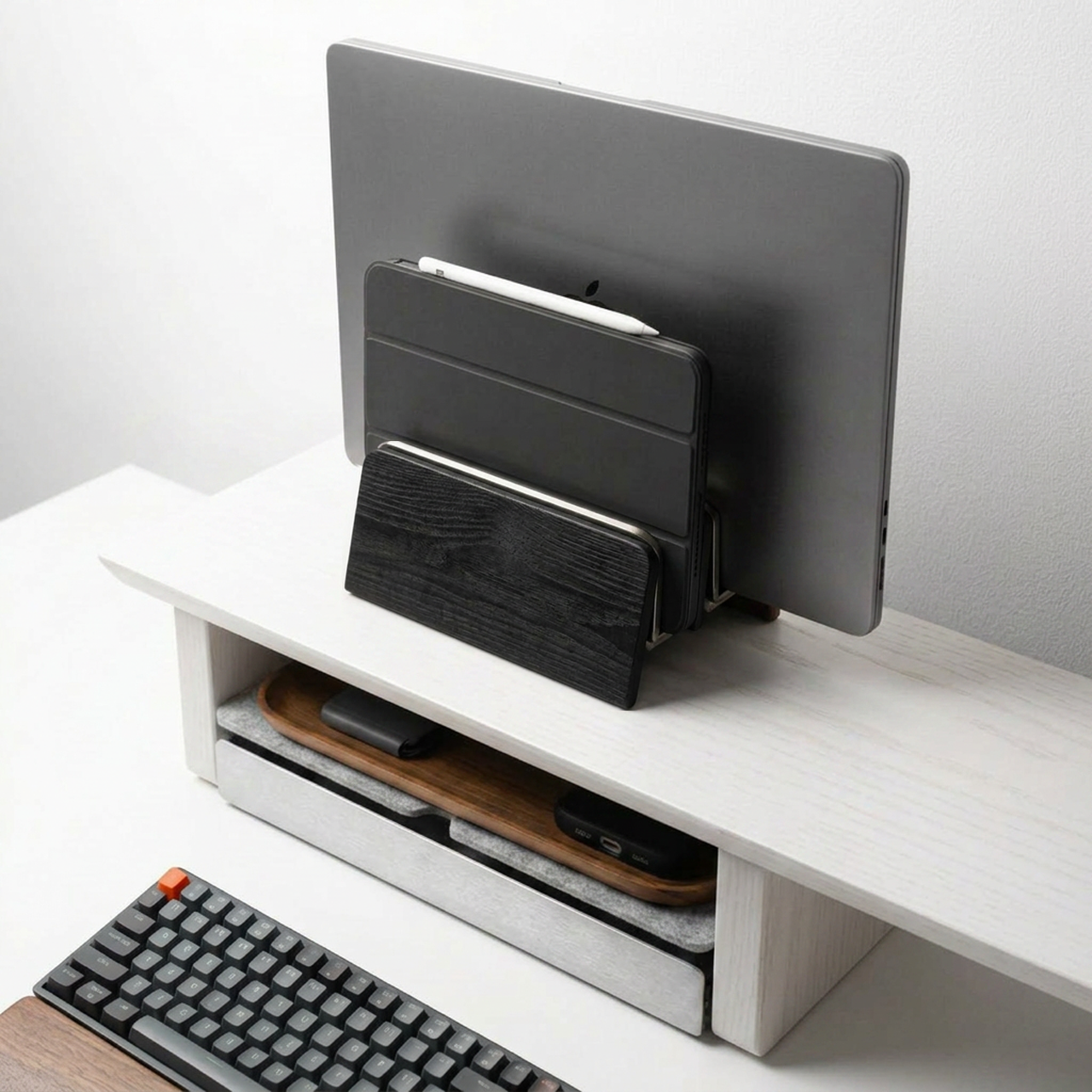 Vertical Laptop Stand | Black Wood